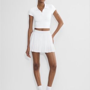 Aritzia White Short Sleeve Polo Top